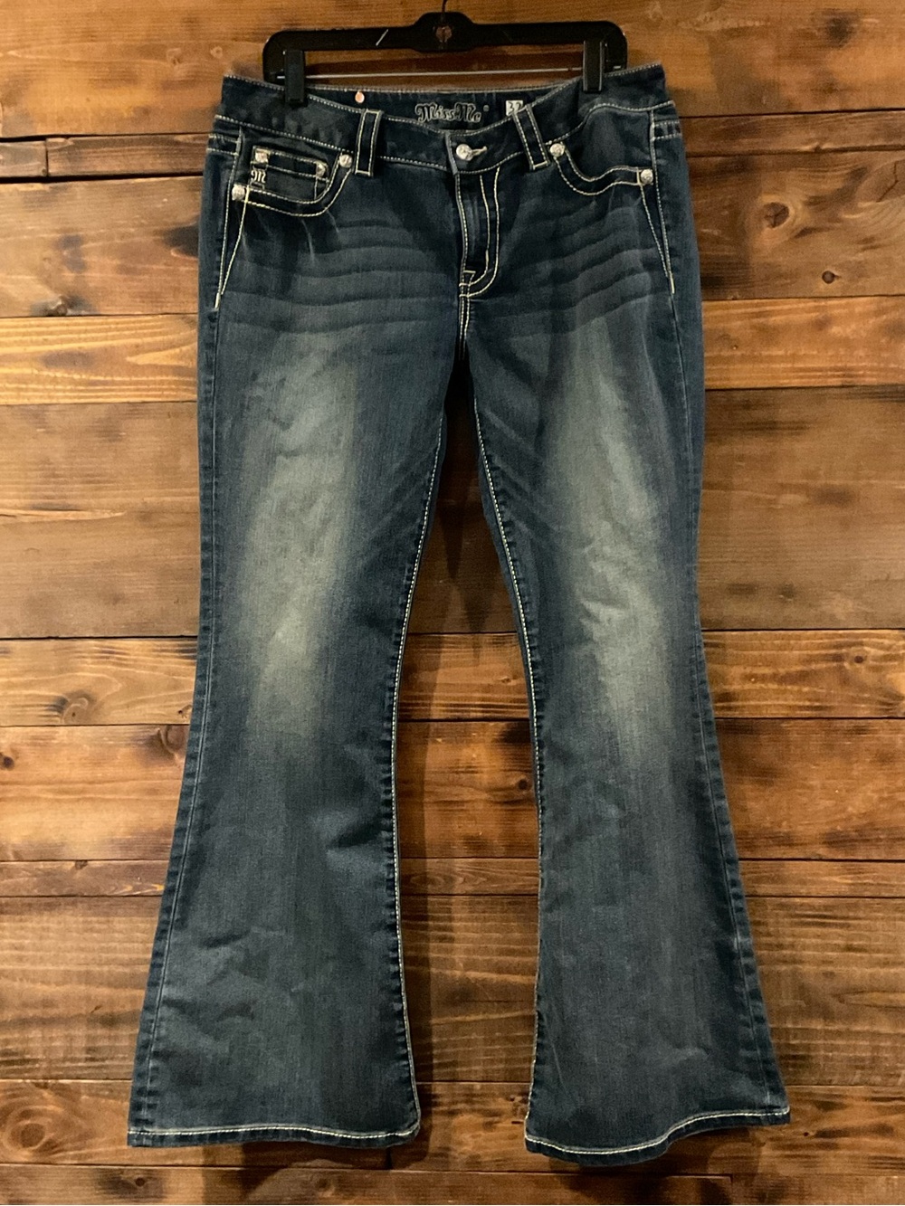 Original MISS ME Women’s Dark Wash Flared Jeans - Big chunky hardware size 32/14